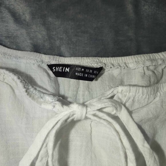 Women M White Peasant Milkmaid Babydoll Puffy sleeves Ren Fair Cottagecore Dress - Picture 8 of 13